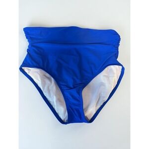 Profile Gottex Bikini Bottom Womens Size 14 Blue High Waist Shirred Swimsuit NWT